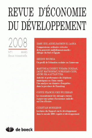 REVUE D'ECONOMIE DU DEVELOPPEMENT 2008/1