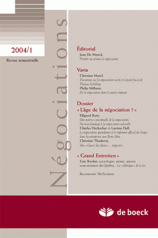 REVUE NEGOCIATIONS 2004/1 N.1