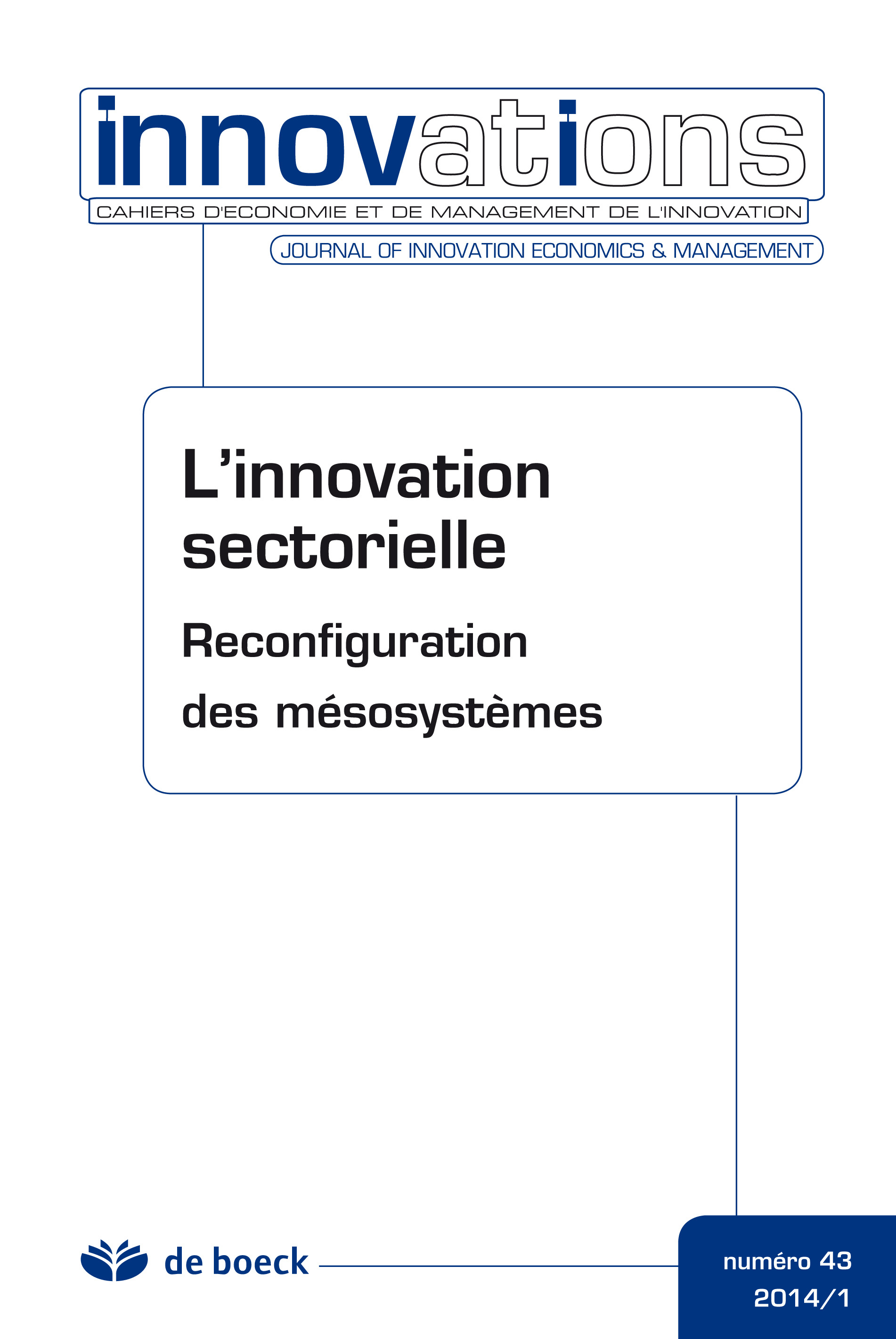 CAHIERS D'ECONOMIE DE L'INNOVATION 2014/1 N.43
