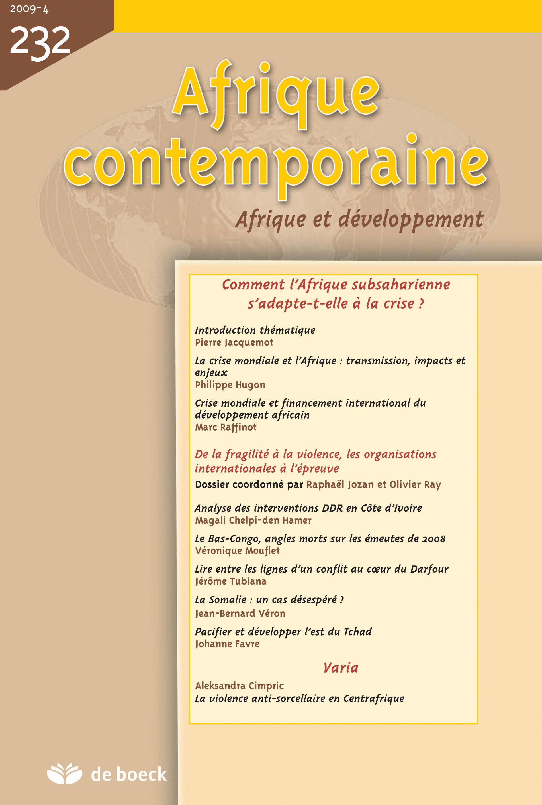 AFRIQUE CONTEMPORAINE 2009/4 N.232