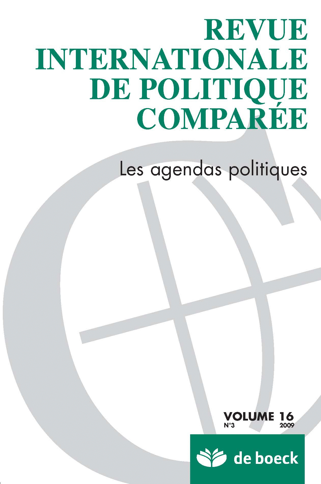 REVUE INTERNATIONALE DE POLITIQUE COMPAREE 2009/3 VOLUME 16