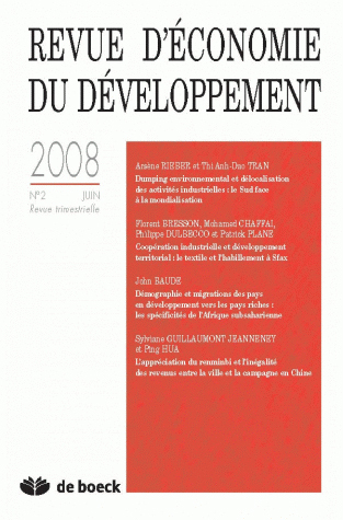 REVUE D'ECONOMIE DU DEVELOPPEMENT 2008/2