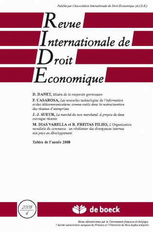 REVUE INTERNATIONALE DE DROIT ECONOMIQUE 2008/4