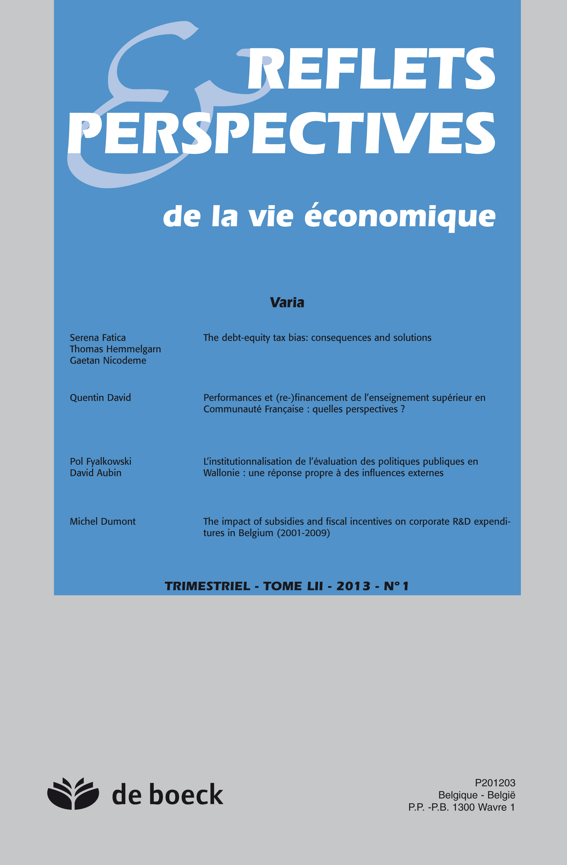 REFLETS ET PERSPECTIVES DE LA VIE ECONOMIQUE 2013/1