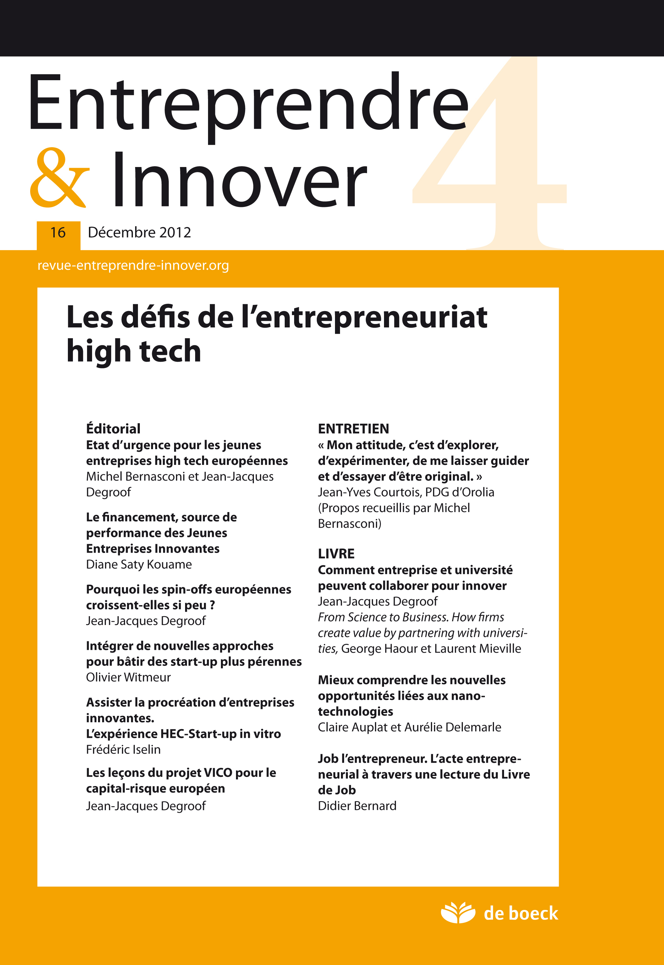 ENTREPRENDRE ET INNOVER 2012/4 N.16