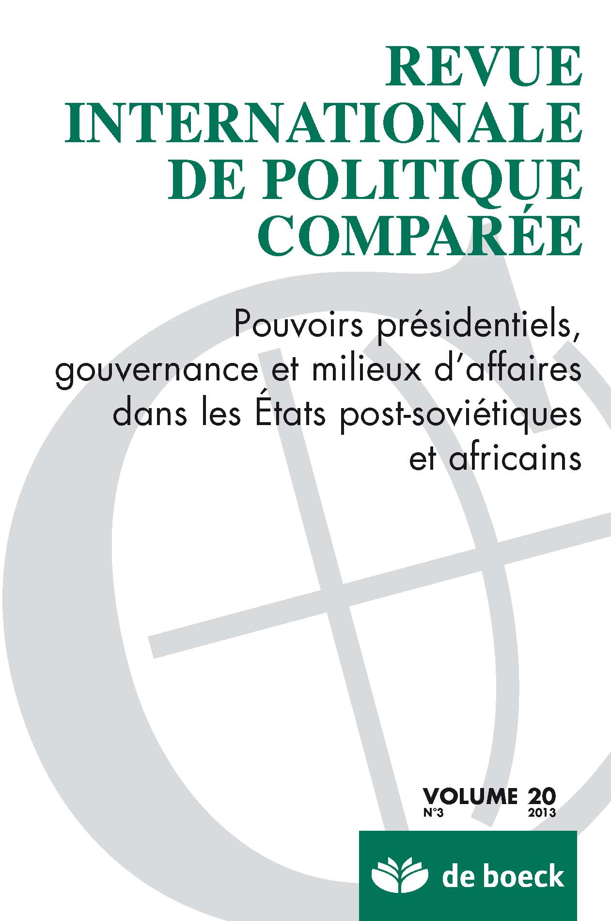 REVUE INTERNATIONALE DE POLITQUE COMPAREE 2013/3 VOLUME 20