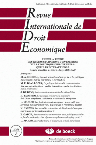 REVUE INTERNATIONALE DE DROIT ECONOMIQUE 2008/2