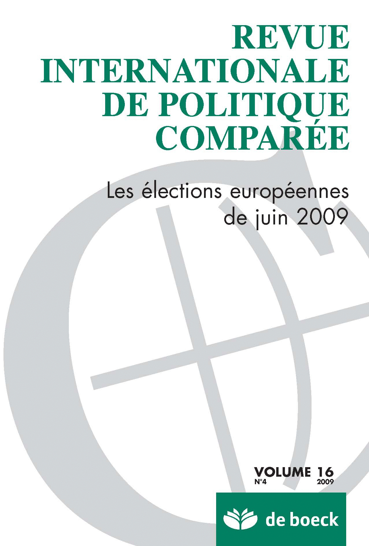 REVUE INTERNATIONALE DE POLITIQUE COMPAREE 2009/4 VOLUME 16