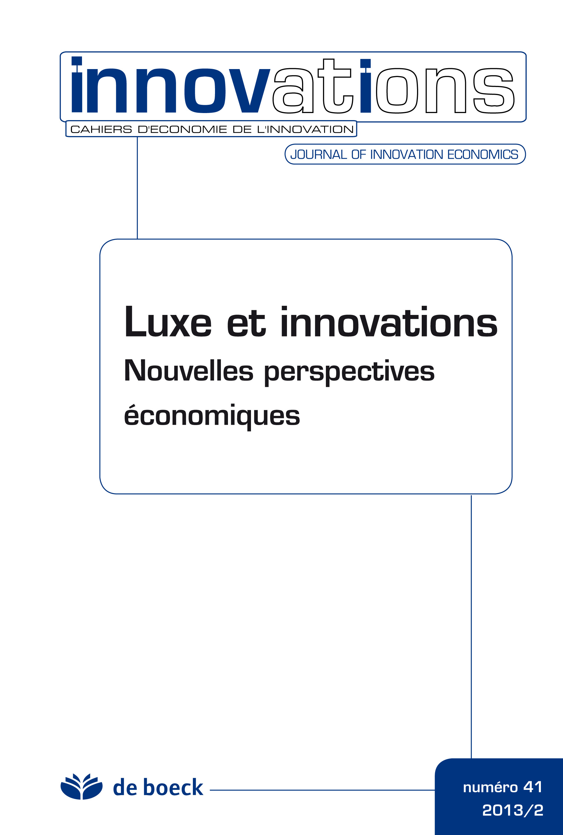 CAHIERS D'ECONOMIE DE L'INNOVATION 2013/2 N.41