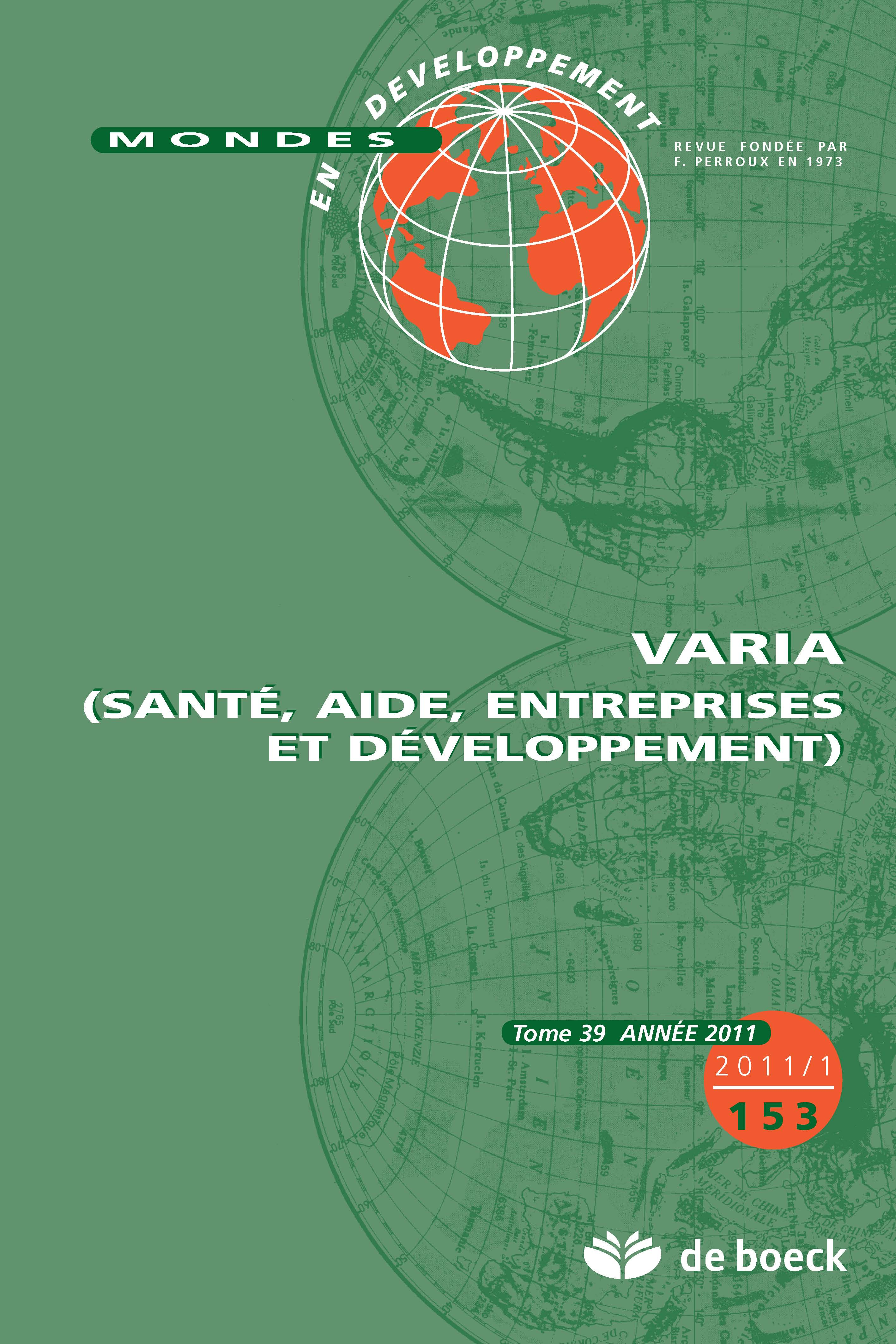 MONDES EN DEVELOPPEMENT 2011/1 N.153