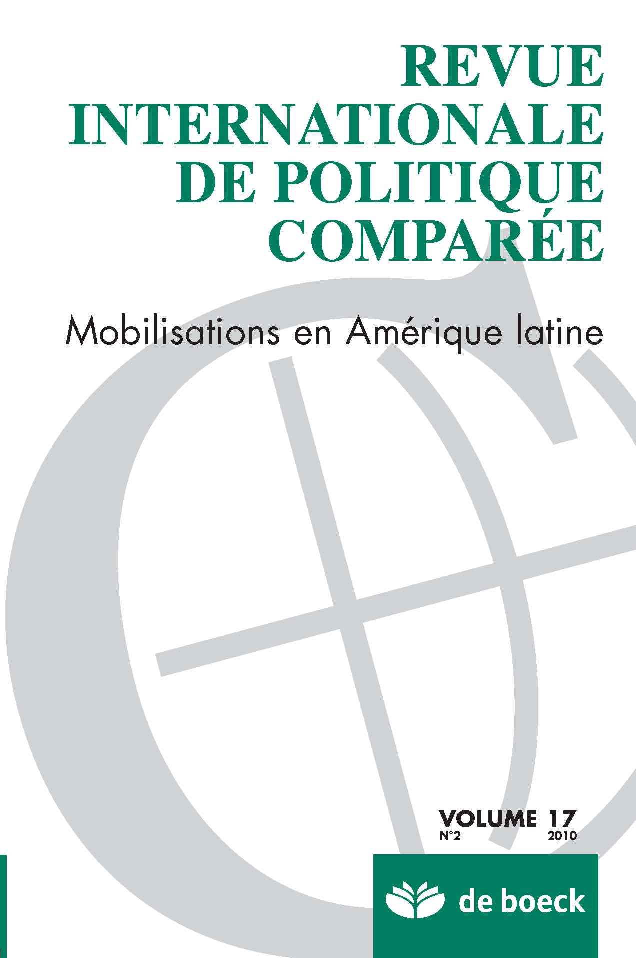 REVUE INTERNATIONALE DE POLITIQUE COMPAREE 2010/2 VOLUME 17