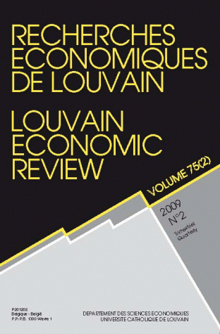 RECHERCHES ECONOMIQUES LOUVAIN 2009/2 VOLUME 75