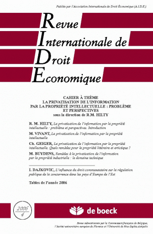 REVUE INTERNATIONALE DE DROIT ECONOMIQUE 2006/4