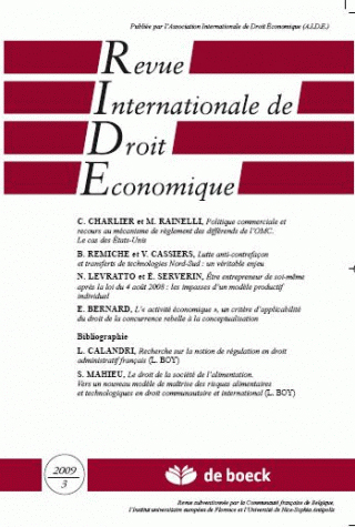 REVUE INTERNATIONALE DE DROIT ECONOMIQUE 2009/3