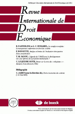 REVUE INTERNATIONALE DE DROIT ECONOMIQUE 2009/2