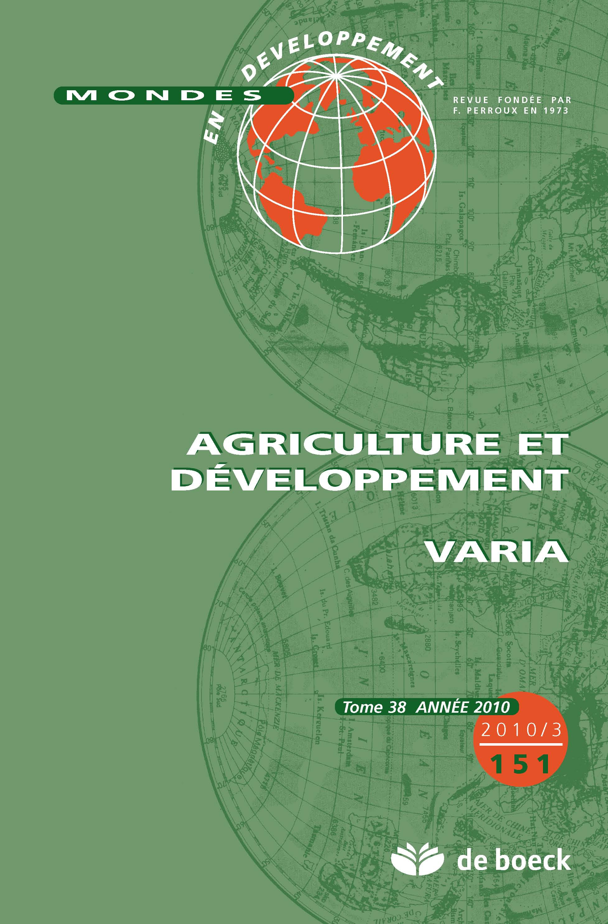 MONDES EN DEVELOPPEMENT 2010/3 N.151 AGRICULTURE ET DEVELOPPEMENT