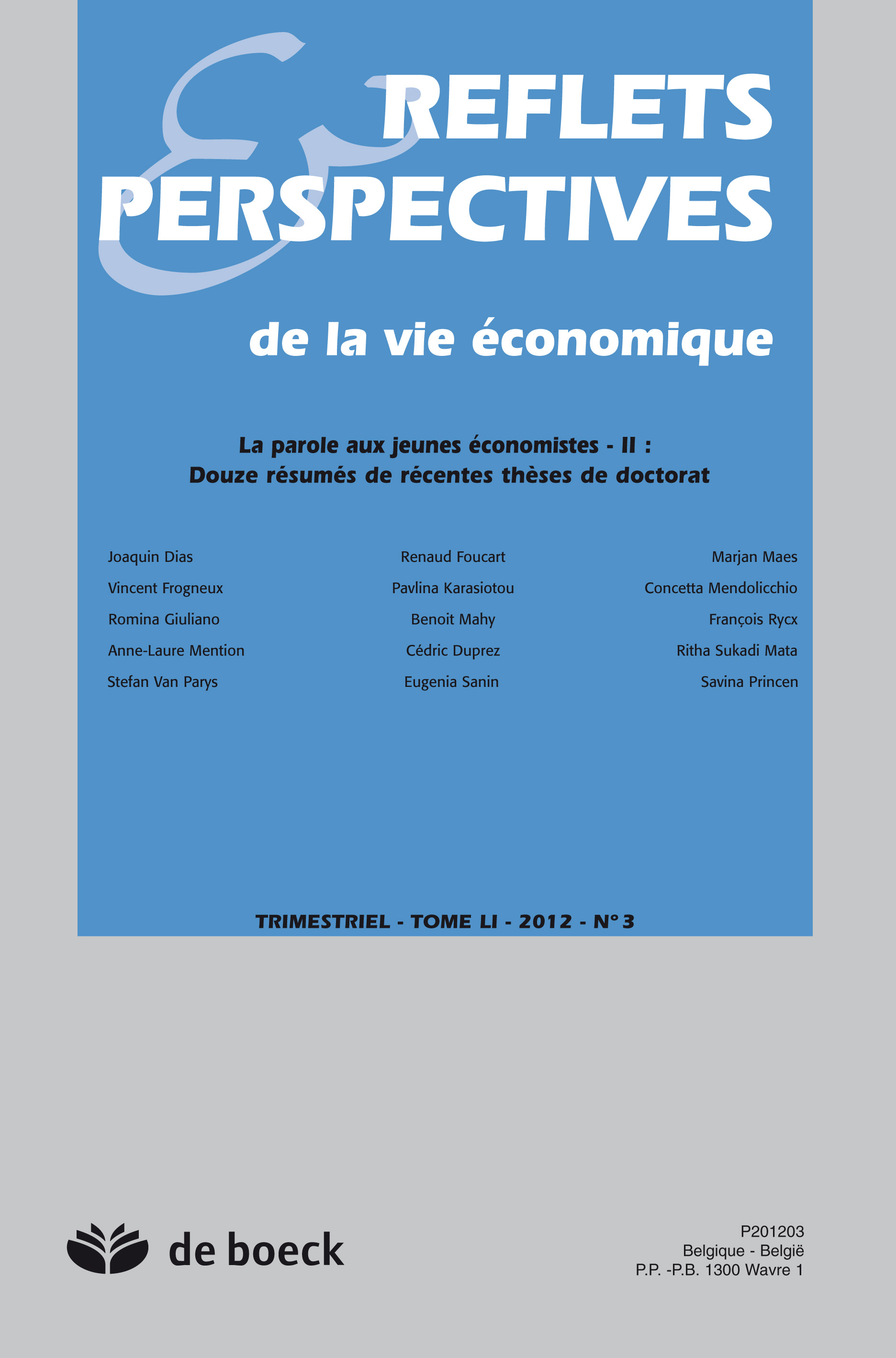 REFLETS ET PERSPECTIVES DE LA VIE ECONOMIQUE 2012/3