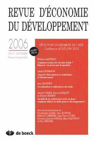 REVUE D'ECONOMIE DU DEVELOPPEMENT 2006/2-3