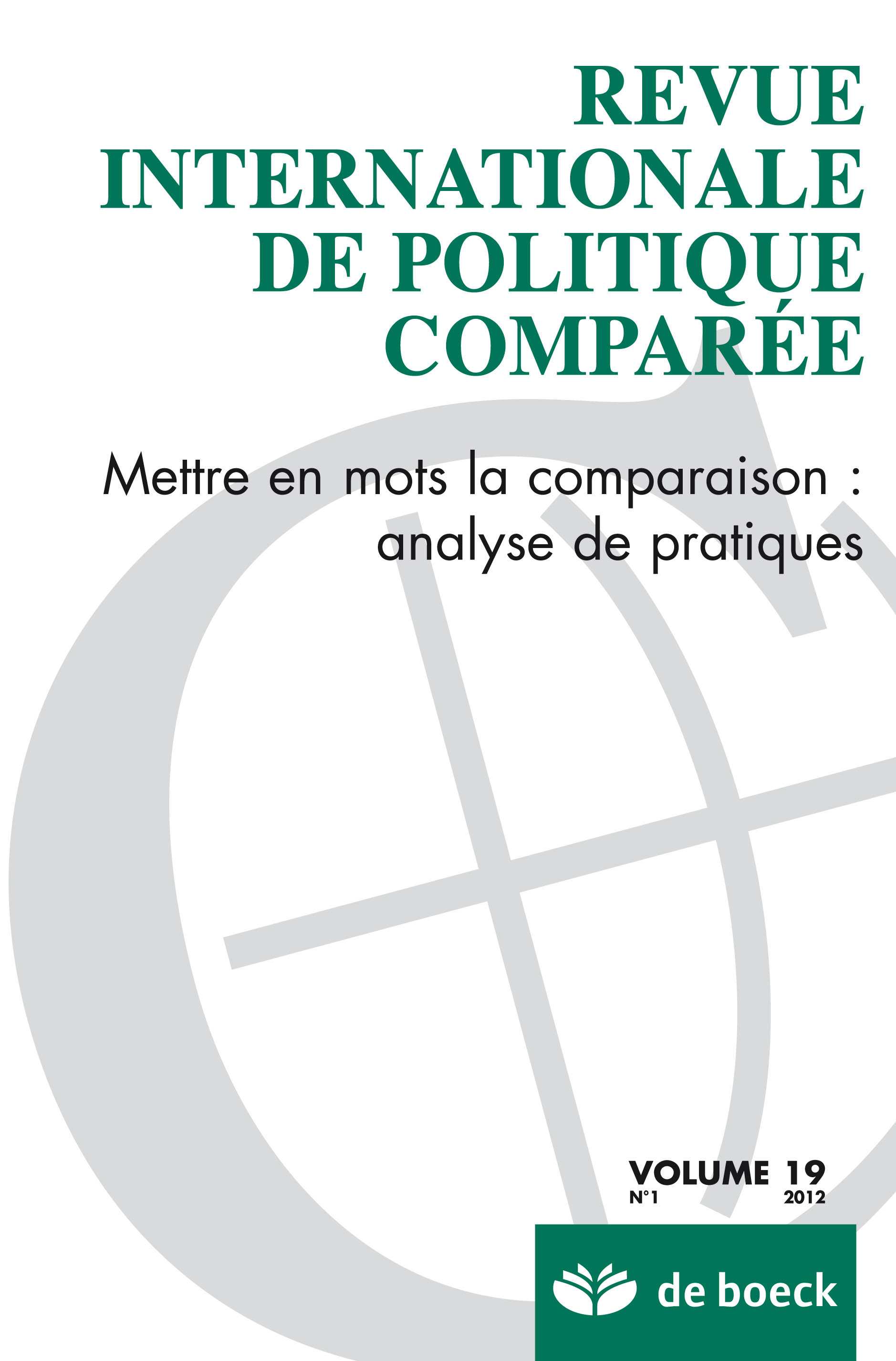 REVUE INTERNATIONELE DE POLITIQUE COMPAREE 2012/1
