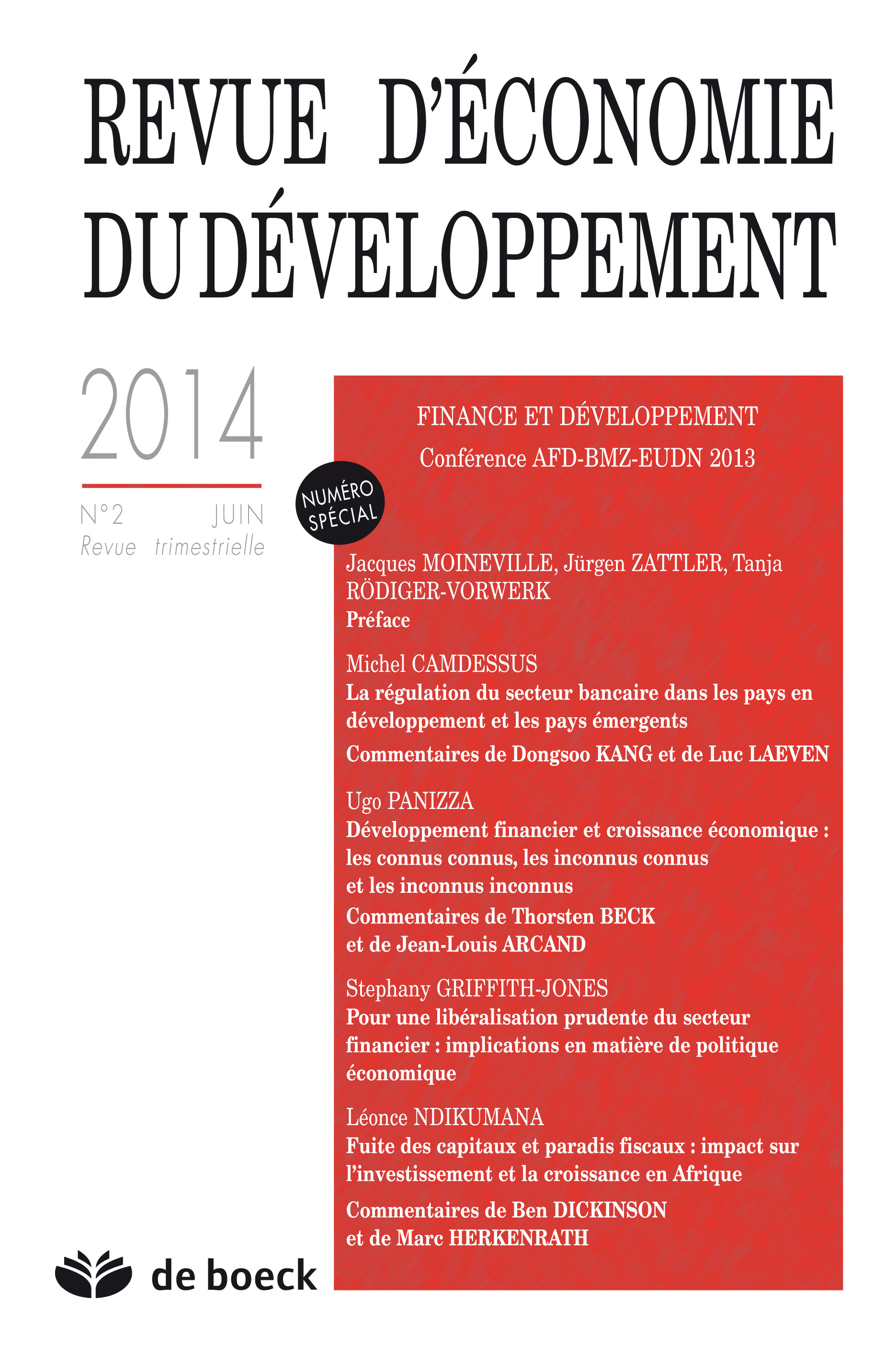REVUE D'ECONOMIE DU DEVELOPPEMENT 2014/2