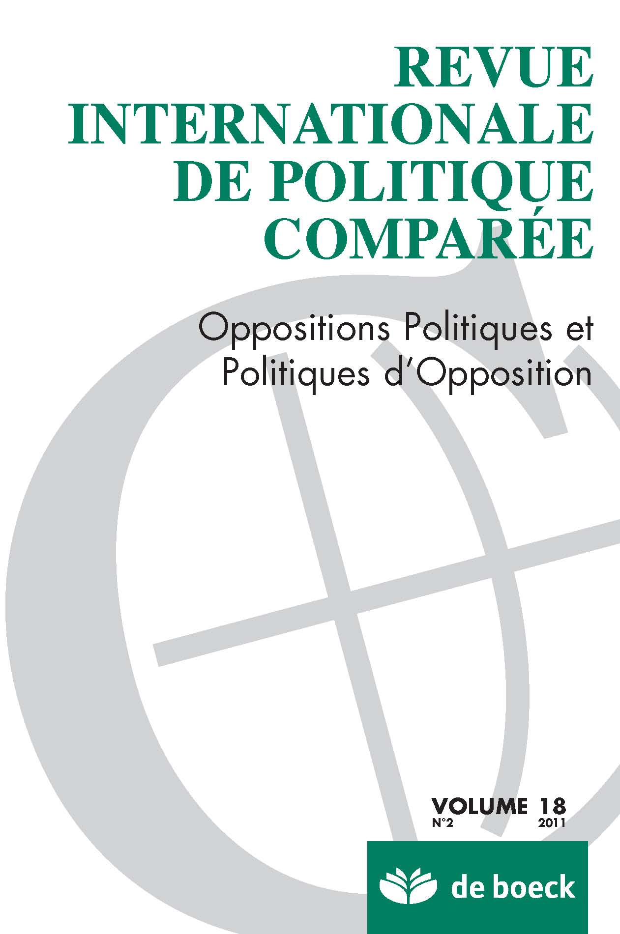 REVUE INTERNATIONALE DE POLITIQUE COMPAREE 2011/2 VOLUME 18
