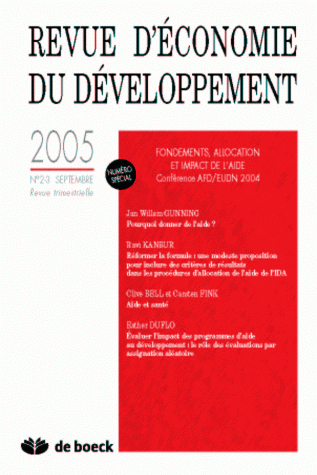 REVUE D'ECONOMIE DU DEVELOPPEMENT 2005/2-3