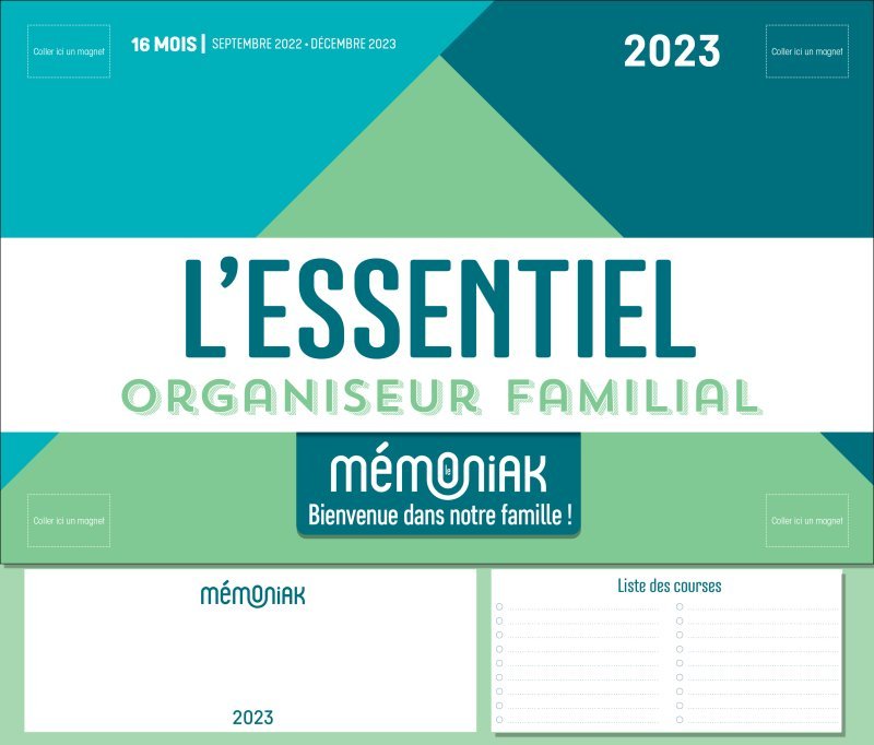 Mini-organiseur familial L Essentiel Mémoniak 2023, calendrier familial mensuel (sept. 2022- déc. 20