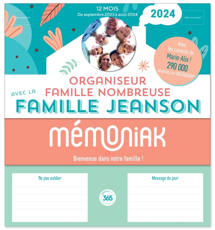 Organiseur familial Mémoniak spécial famille nombreuse avec la Famille Jeanson 2024