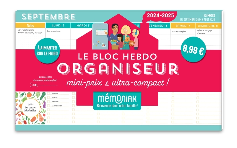 Le Bloc hebdo organiseur mini-prix & ultra-compact 2024-2025, 12 mois