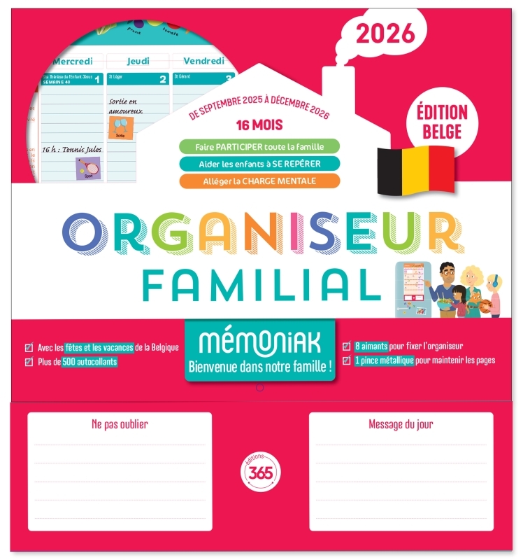Organiseur familial Mémoniak 2026 spécial Belgique