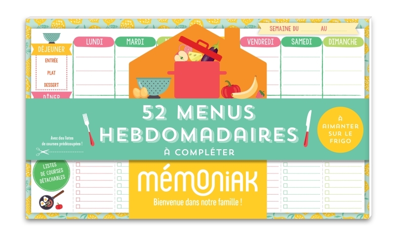 Bloc aimanté de 52 menus hebdomadaires à compléter Mémoniak