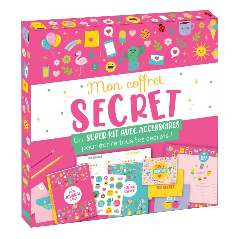 Mon coffret secret - Kit avec accessoires papeterie girly