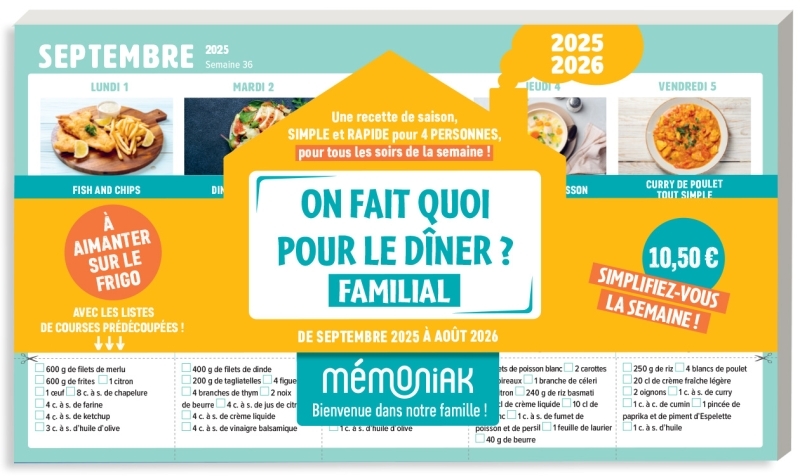 On fait quoi pour le dîner familial à aimanter sur le frigo 2025-2026