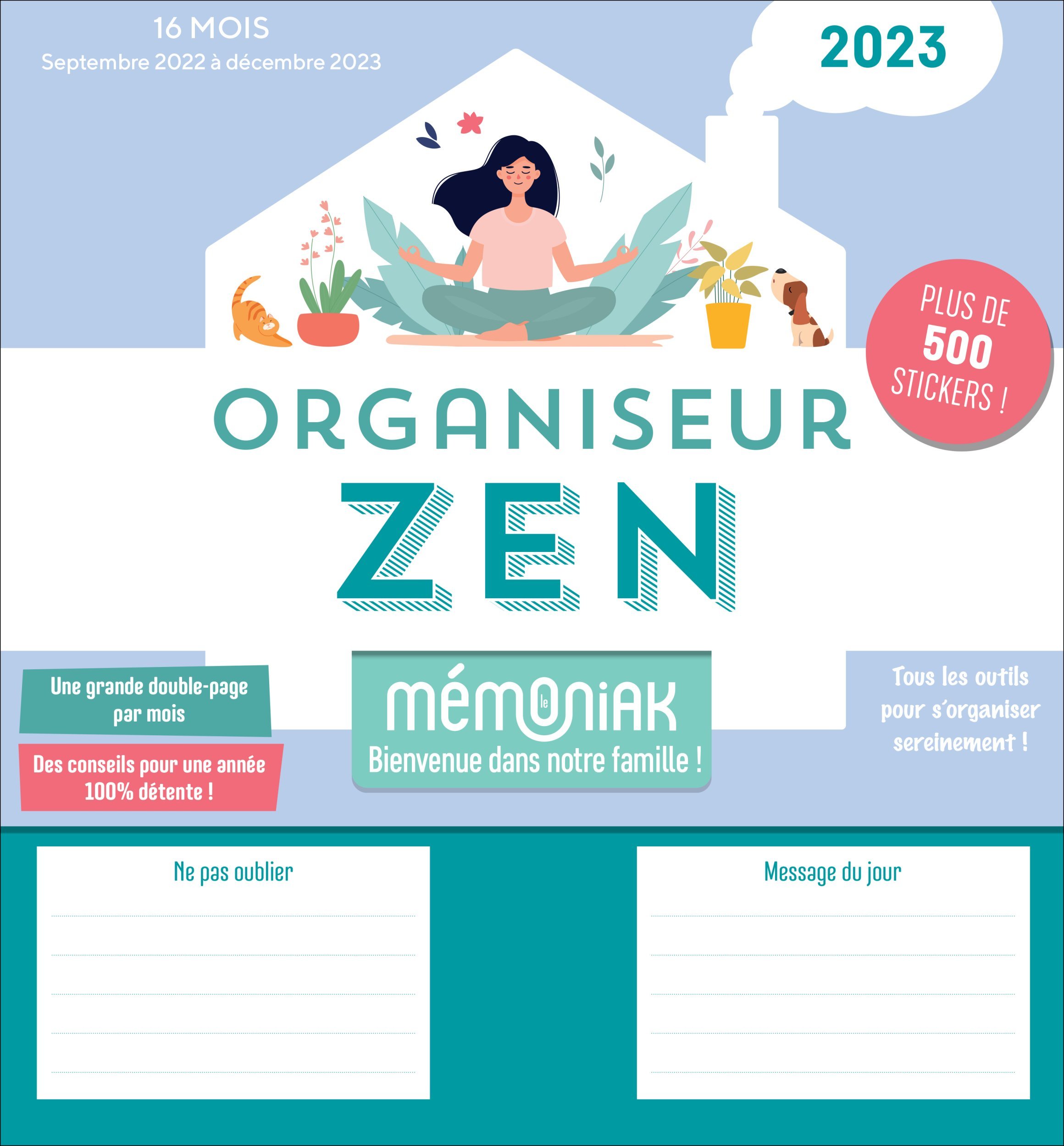 Organiseur familial Mémoniak spécial Zen attitude, calendrier mensuel (sept. 2022- déc. 2023)