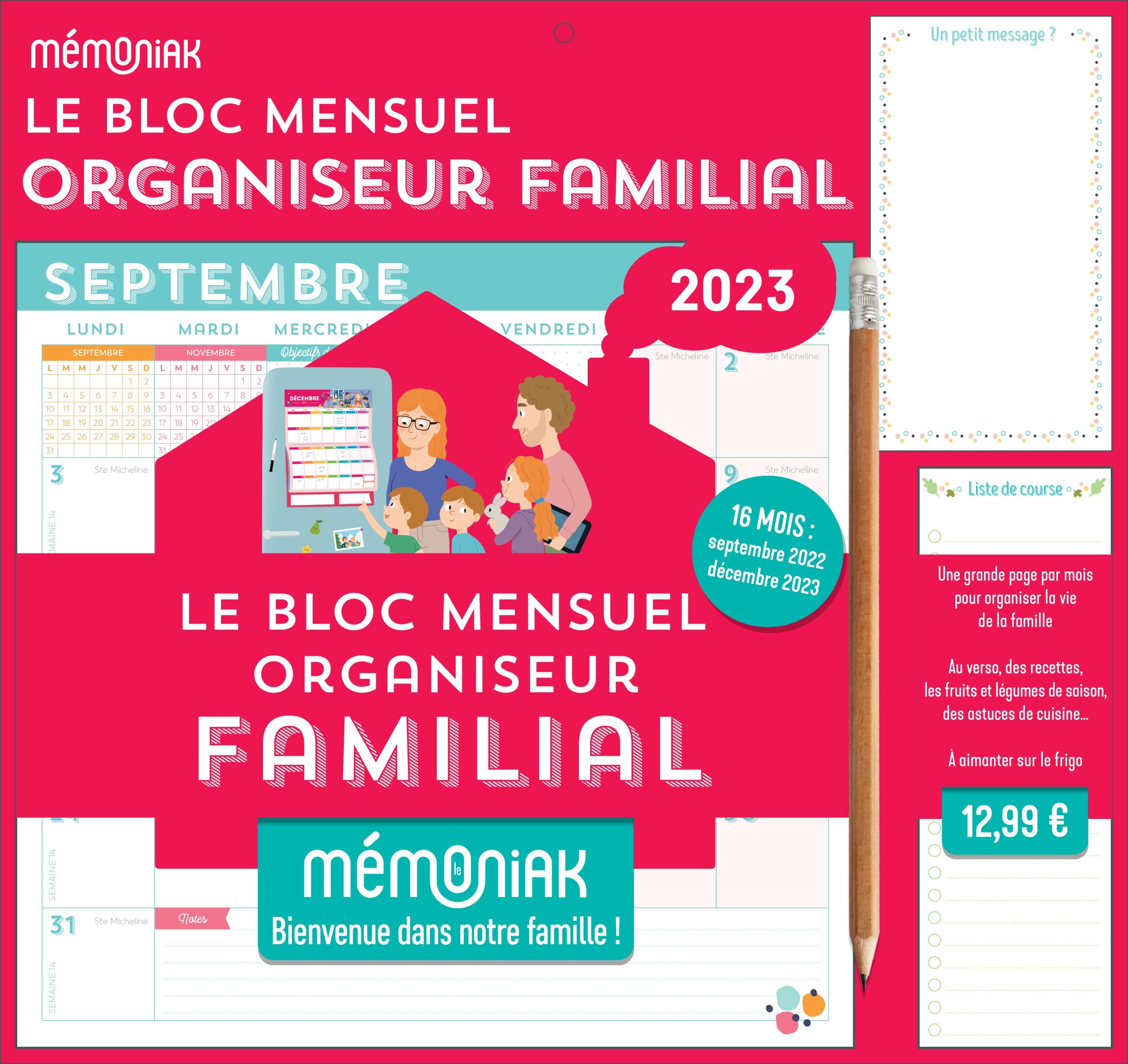Le Bloc mensuel organiseur familial Mémoniak, calendrier (sept. 2022- déc 2023)