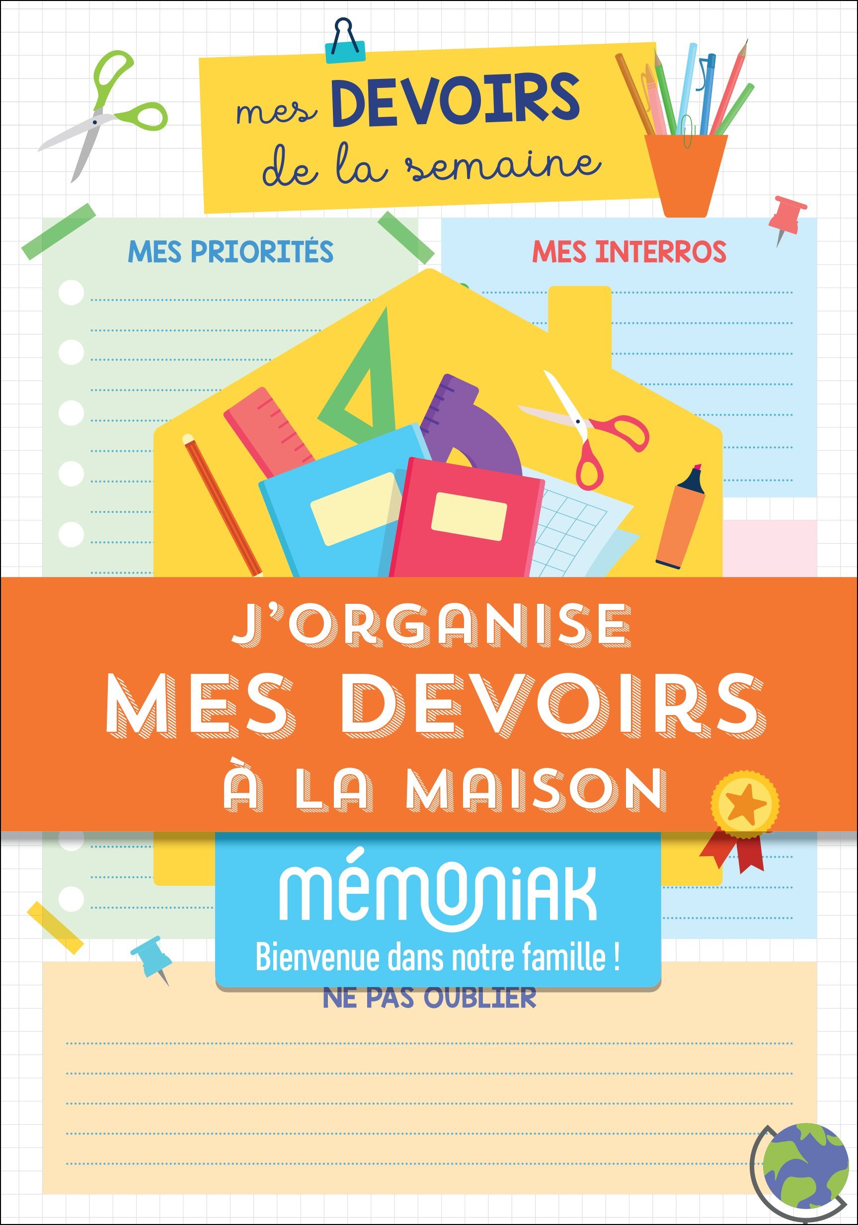 J'organise mes devoirs à la maison Mémoniak - bloc de 52 plannings de révision