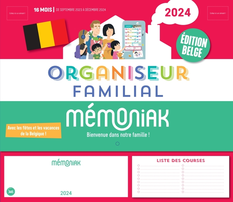 Organiseur familial Mémoniak 2024 spécial Belgique