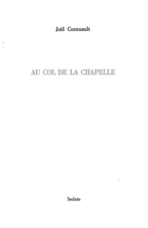 Au Col de la Chapelle