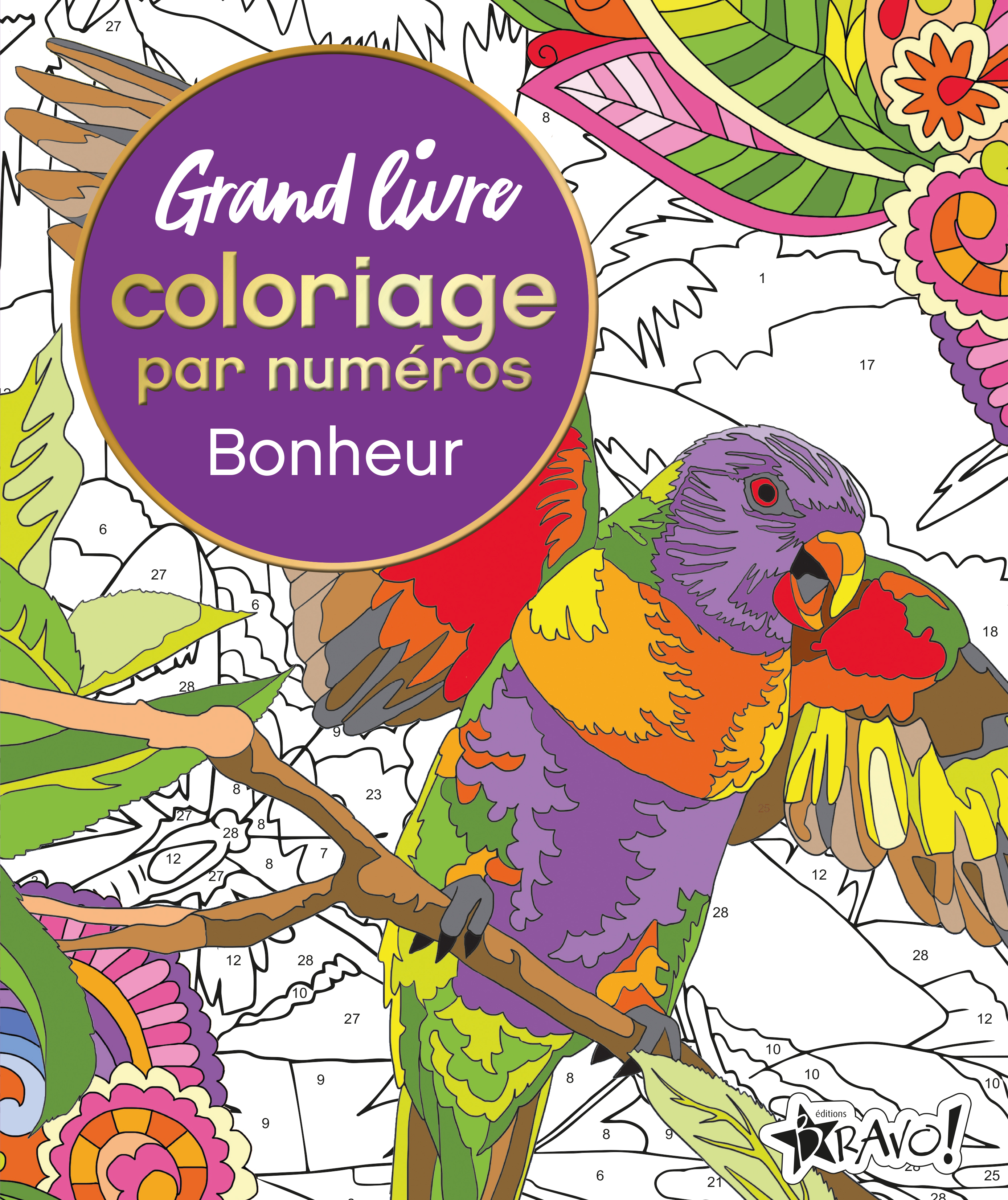 Grand livre coloriage par numéros - Bonheur