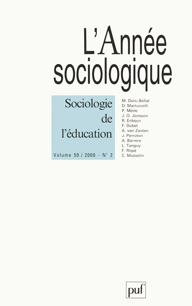 année sociologique 2000, vol. 50 (2)