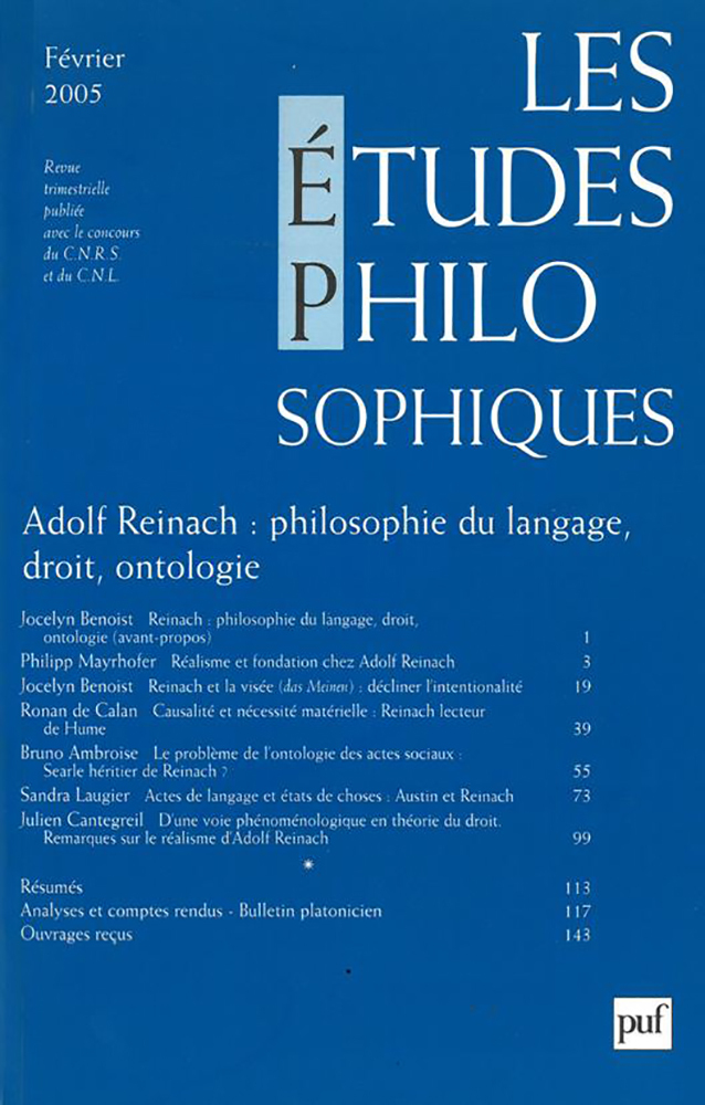 études philosophiques 2005, n° 1