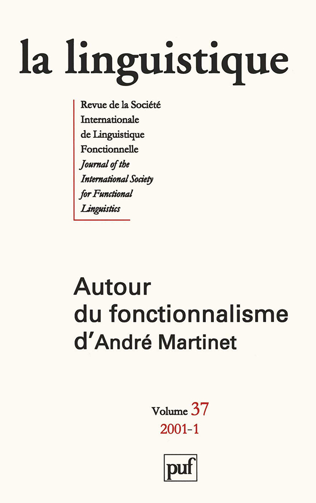 linguistique 2001, vol. 37 (1)