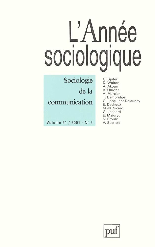 année sociologique 2001, vol. 51 (2)