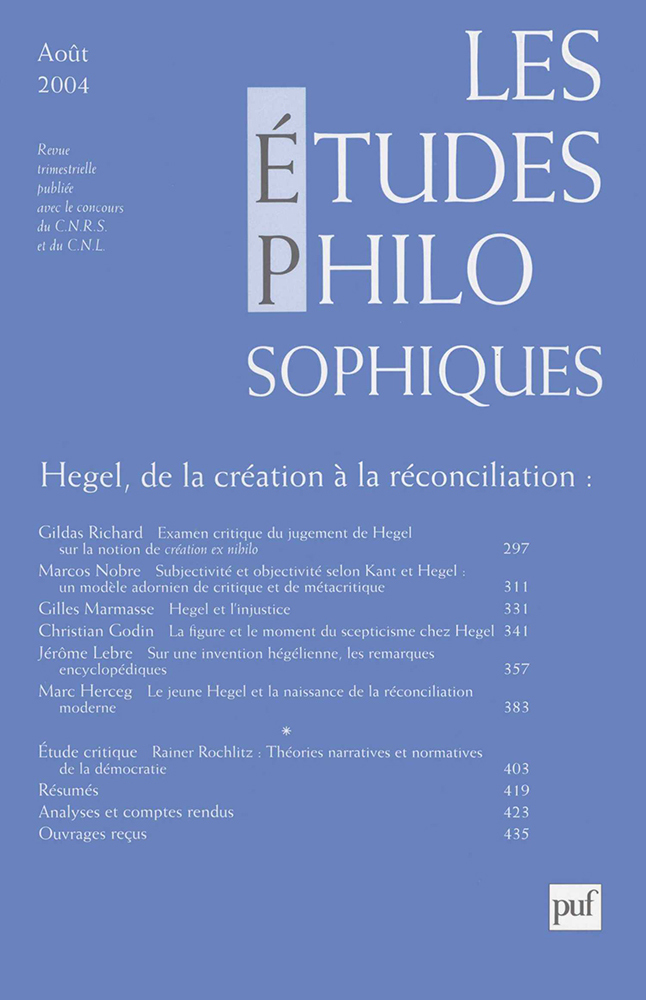 études philosophiques 2004, n° 3