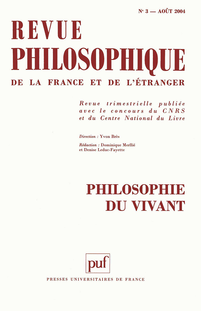 Revue philosophique 2004, t. 129 (3)