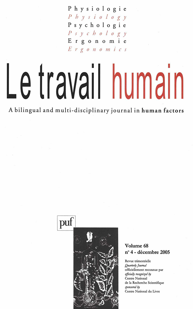 travail humain 2005, vol. 68 (4)