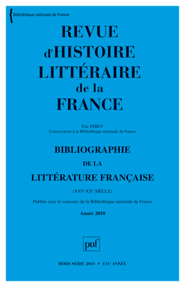 RHLF 2011, Bibliographie 2010