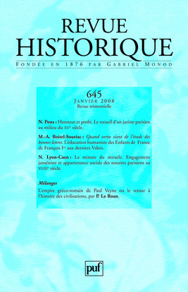 Revue historique 2008, n° 645