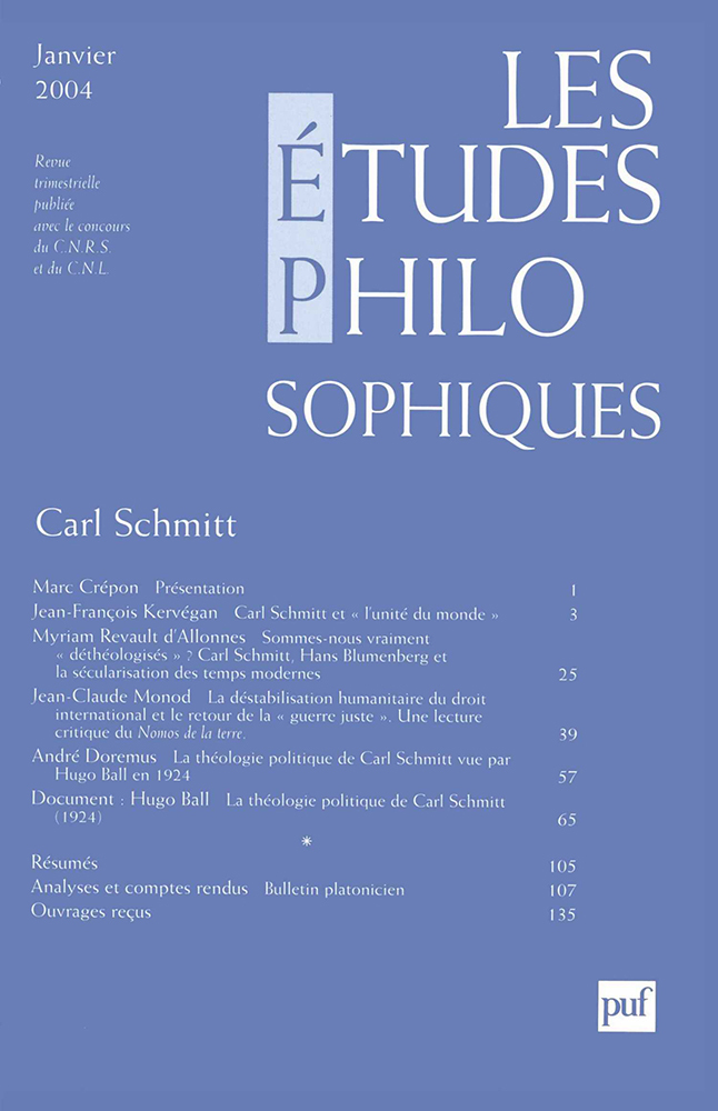 études philosophiques 2004, n° 1