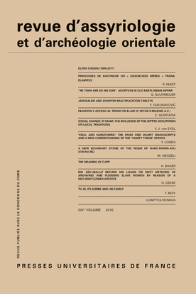 Rev. d'assyrio. et d'archéo. orient. 2010, vol. 104